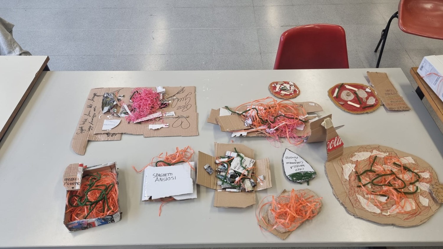 Elaborati materici realizzati nel laboratorio sull’alimentazione