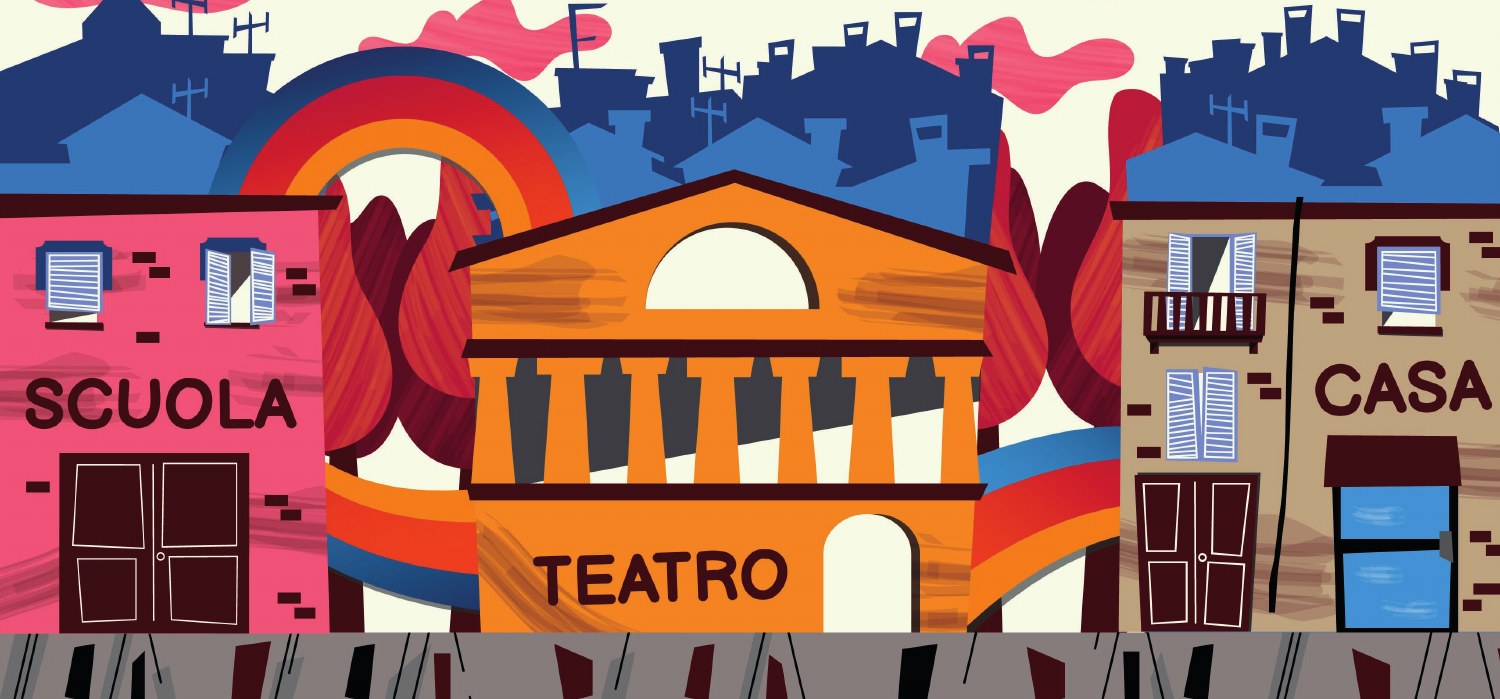 Illustrazione originale: scuola, teatro e casa nella visione del Marchesa per la Pace